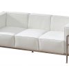 6' White Sofa with Chrome Frame